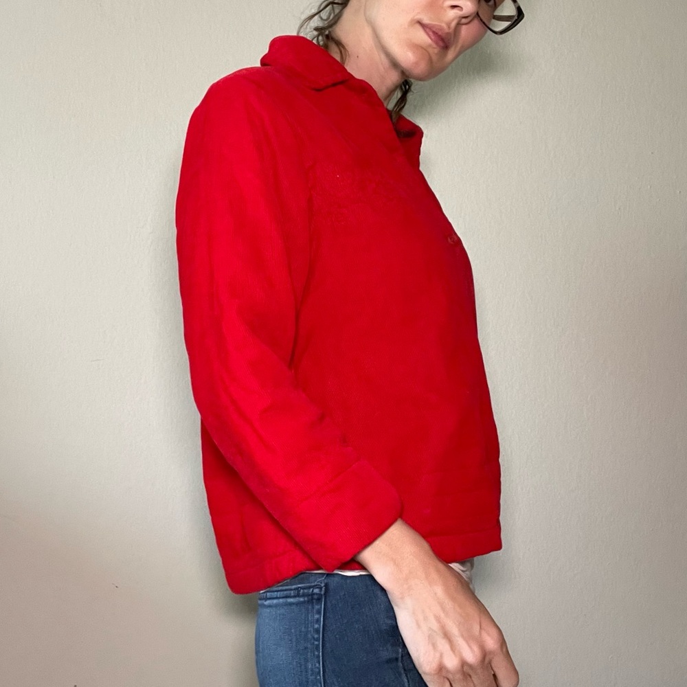 Kenzo Jungle Red Chord Jacket Peter Pan Collar - Picture 11 of 16